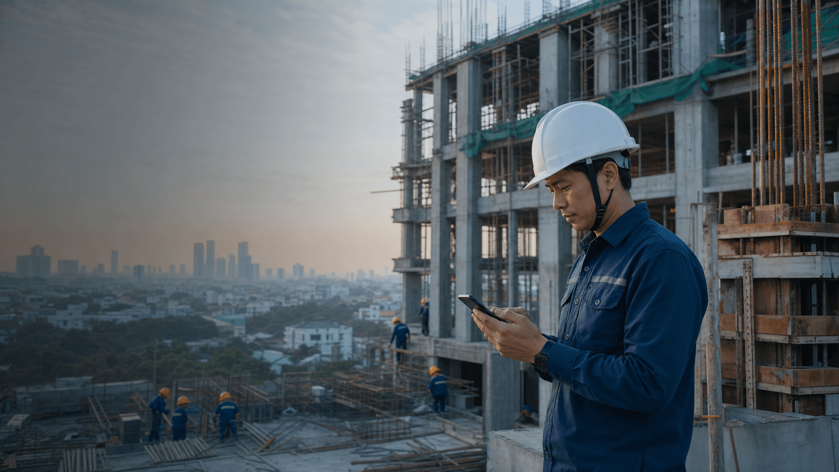 Giám sát công trình kiểm tra hiện trường bằng điện thoại